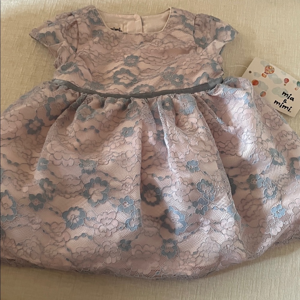 Mia Mini Floral Lace Kids Dress in Pink and Blue